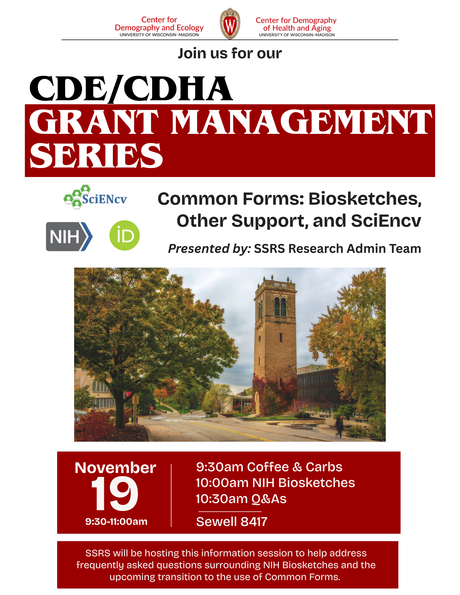 Flyer for Grants Management Series.  Archived event from November 19, 2025.